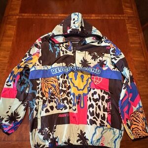 Reason Brand Men's XL Windbreaker - Graffiti Tiger & Smiley Pullover - NYC